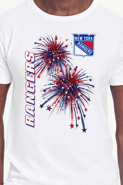 MENS NEW YORK RANGERS AMERICAN SPARKS SHORT SLEEVE T SHIRT - White