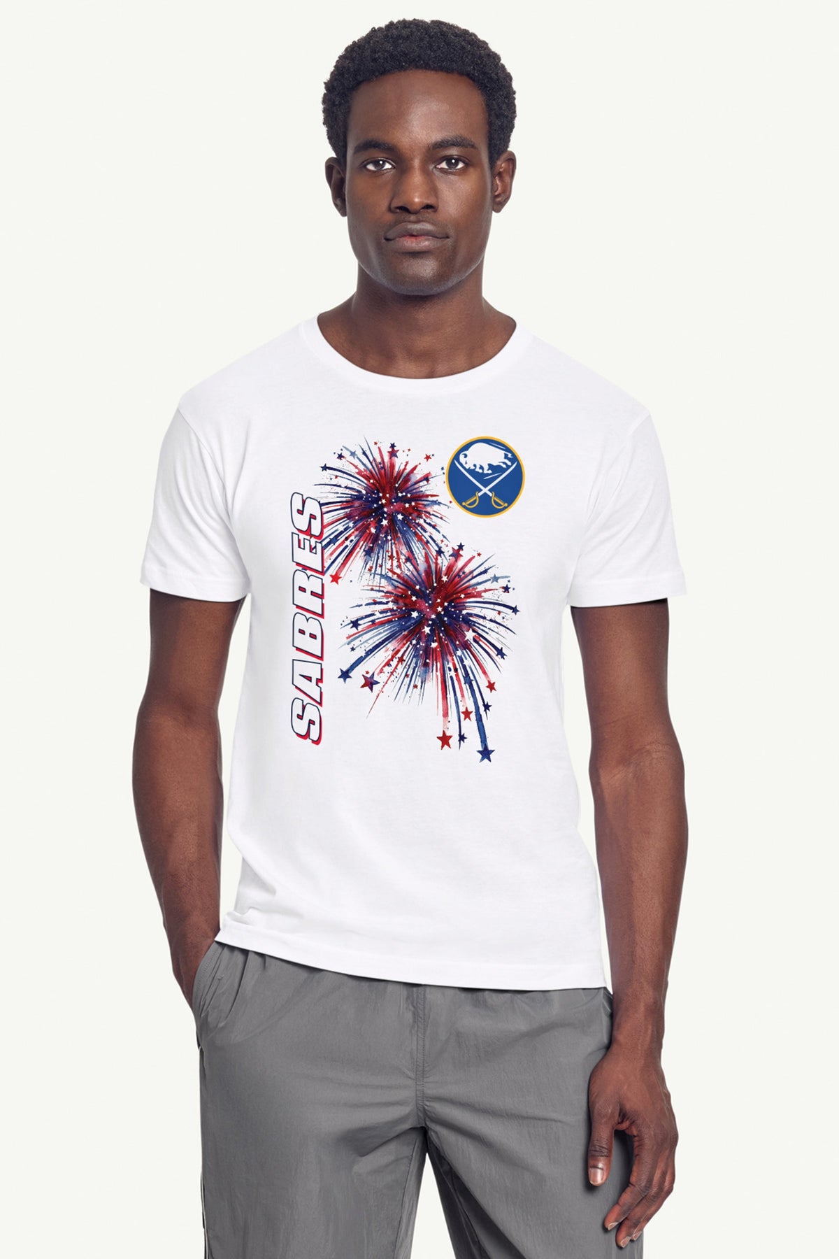 MENS BUFFALO SABRES AMERICAN SPARKS SHORT SLEEVE T SHIRT - White