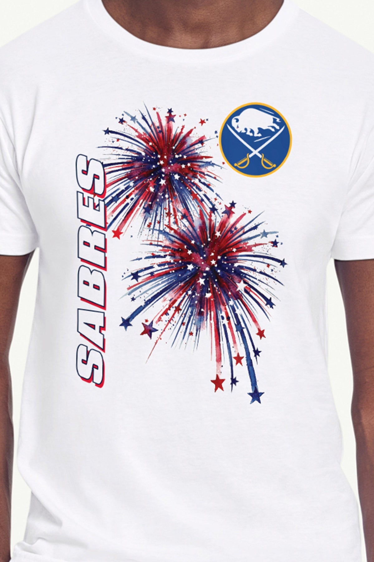 MENS BUFFALO SABRES AMERICAN SPARKS SHORT SLEEVE T SHIRT - White