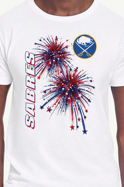 MENS BUFFALO SABRES AMERICAN SPARKS SHORT SLEEVE T SHIRT - White