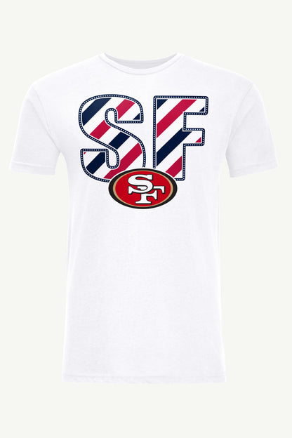 MENS SAN FRANCISCO 49ERS STARS AND STRIPES T SHIRT - White