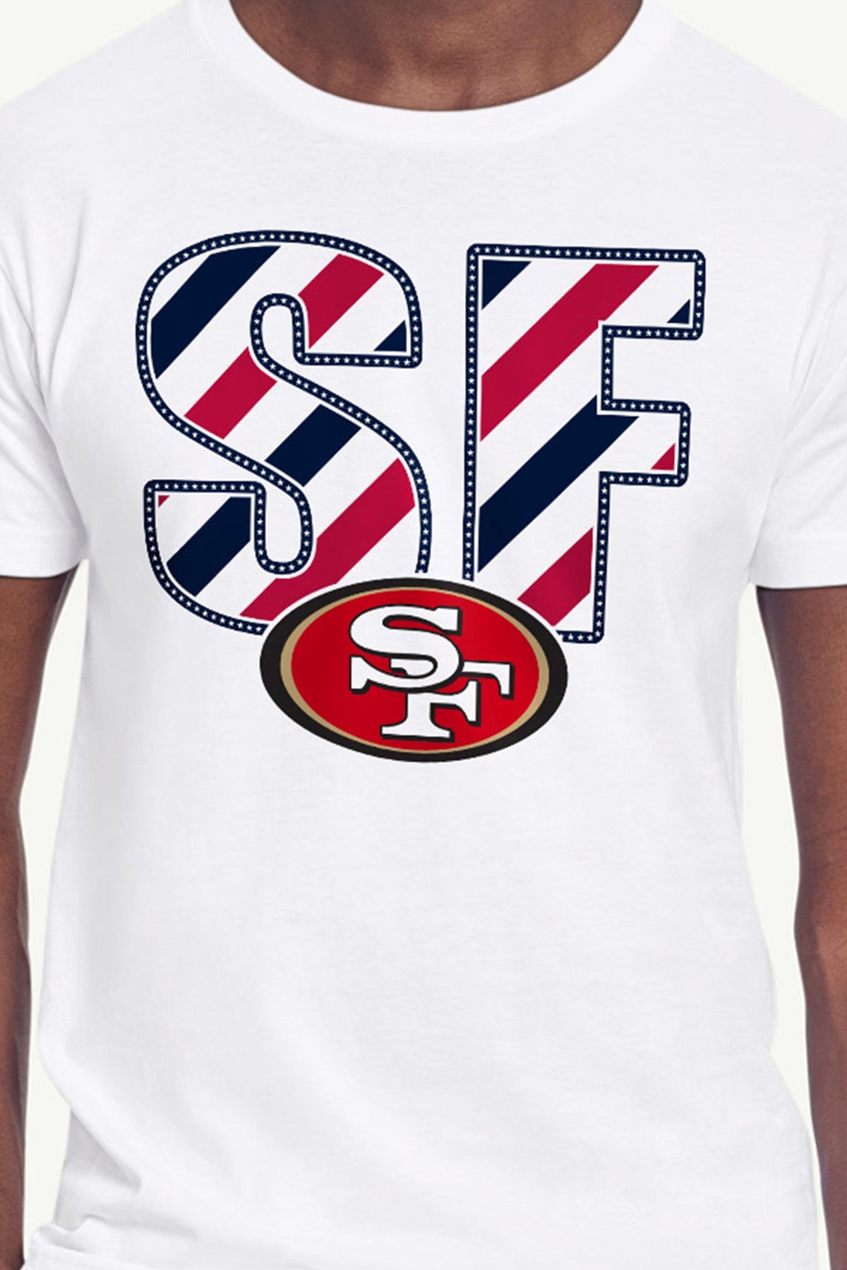 MENS SAN FRANCISCO 49ERS STARS AND STRIPES T SHIRT - White