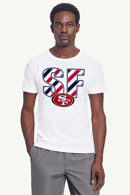 MENS SAN FRANCISCO 49ERS STARS AND STRIPES T SHIRT - White