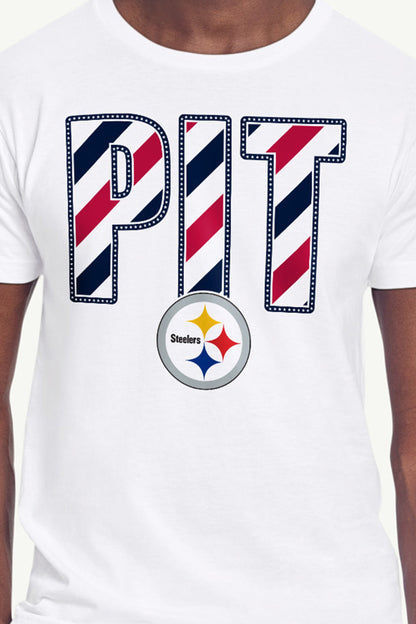 MENS PITTSBURGH STEELERS STARS AND STRIPES T SHIRT - White