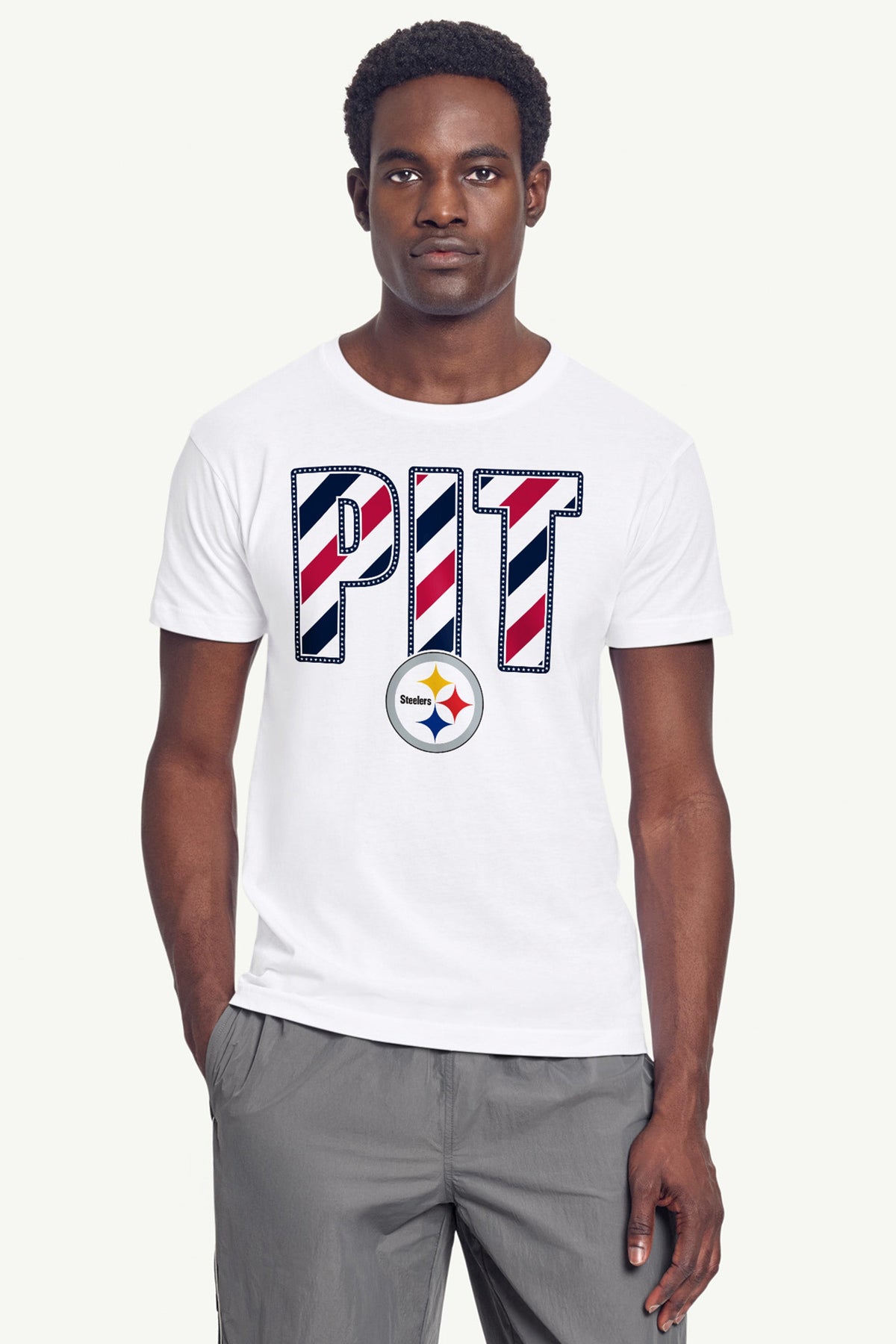 MENS PITTSBURGH STEELERS STARS AND STRIPES T SHIRT - White