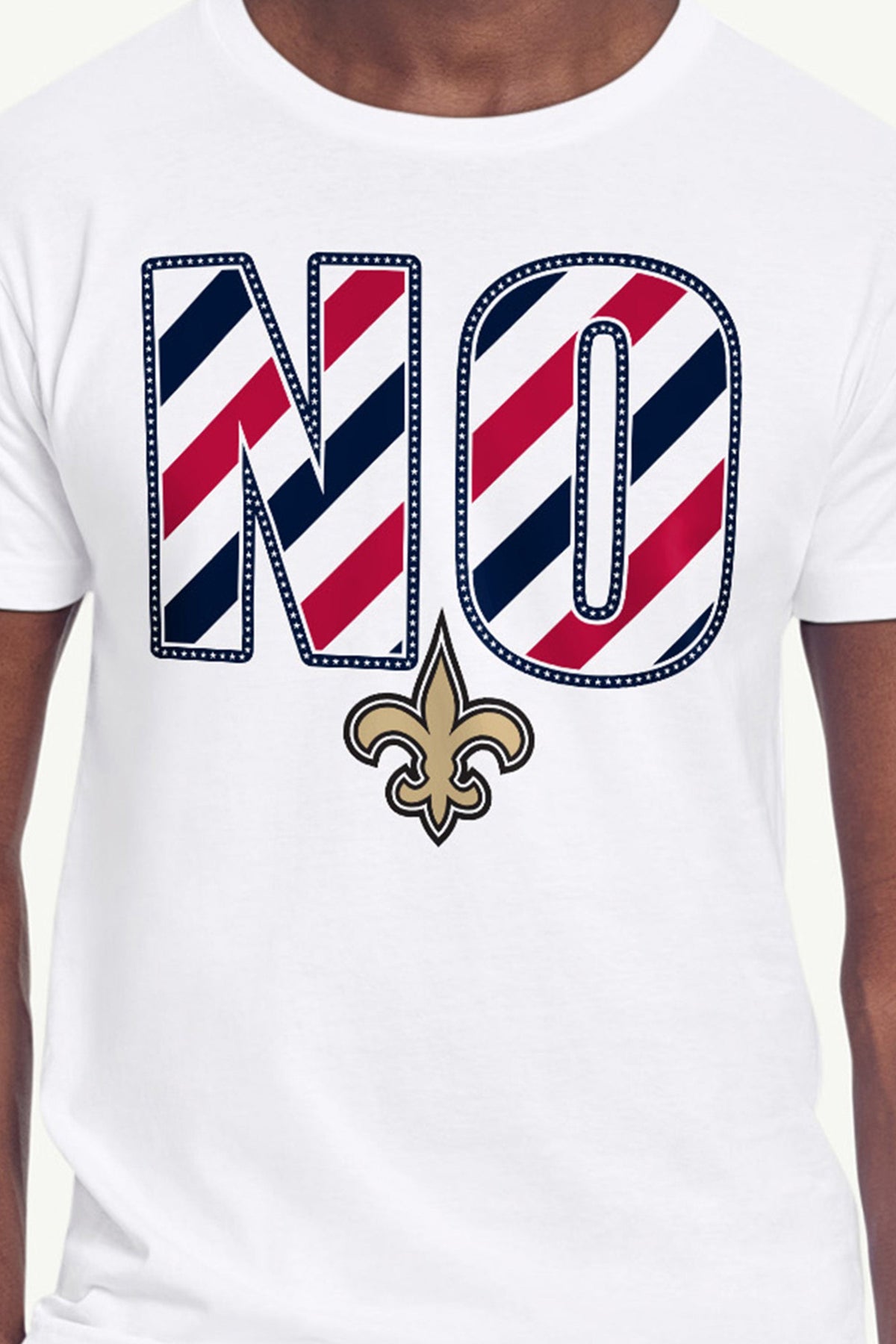MENS NEW ORLEANS SAINTS STARS AND STRIPES T SHIRT - White