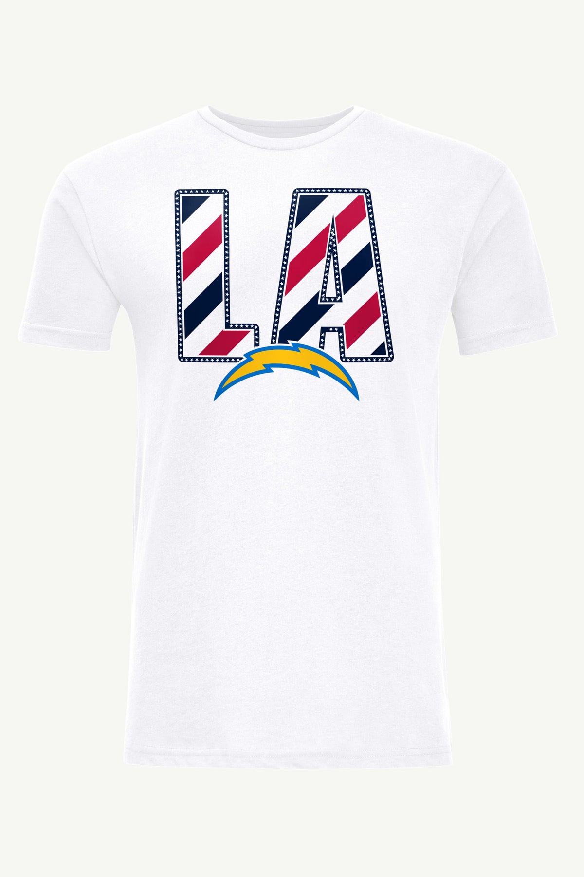 MENS LOS ANGELES CHARGERS STARS AND STRIPES T SHIRT - White
