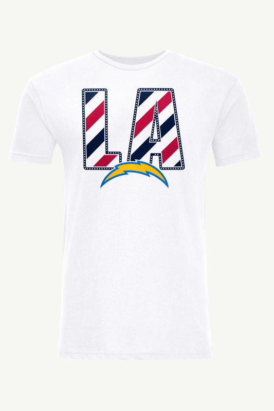 MENS LOS ANGELES CHARGERS STARS AND STRIPES T SHIRT - White