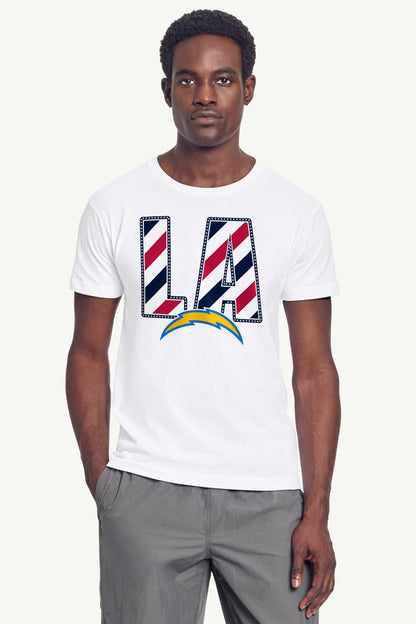 MENS LOS ANGELES CHARGERS STARS AND STRIPES T SHIRT - White