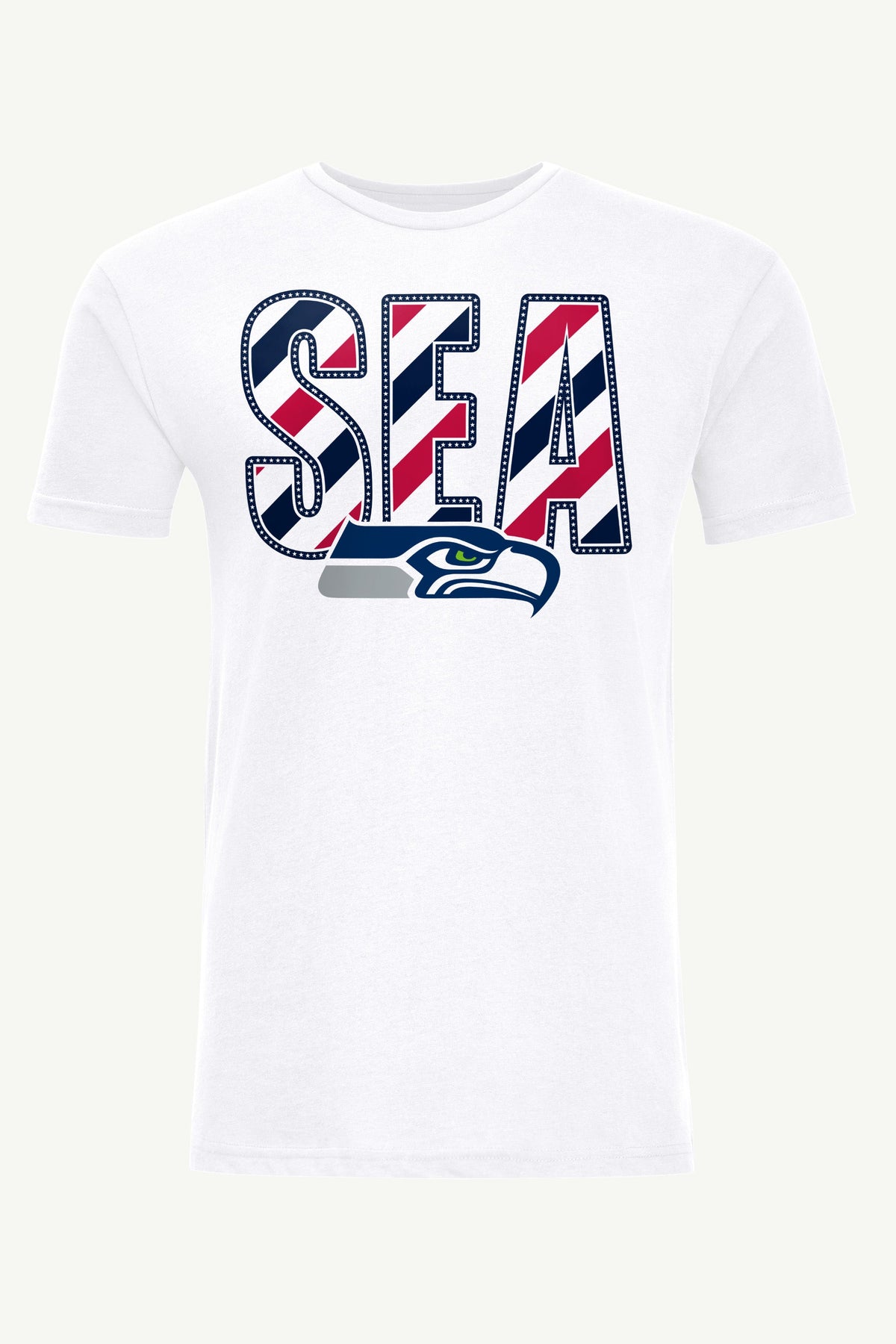 MENS SEATTLE SEAHAWKS STARS AND STRIPES T SHIRT - White