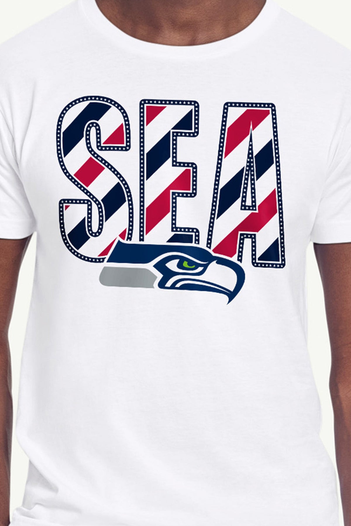 MENS SEATTLE SEAHAWKS STARS AND STRIPES T SHIRT - White