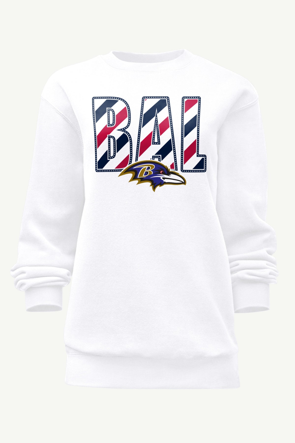 WOMENS BALTIMORE RAVENS STARS AND STRIPES SWEATSHIRT - White