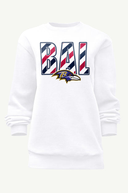 WOMENS BALTIMORE RAVENS STARS AND STRIPES SWEATSHIRT - White