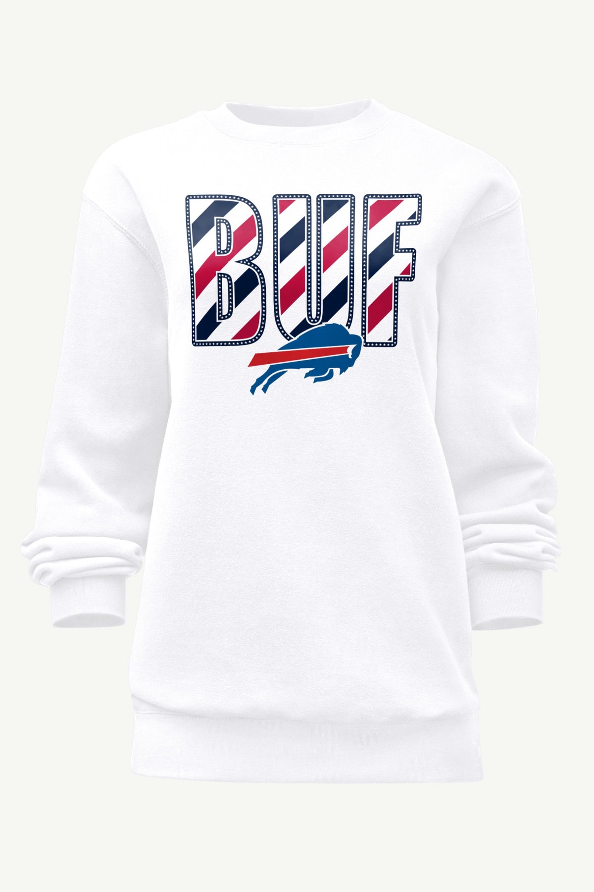 WOMENS BUFFALO BILLS STARS AND STRIPES SWEATSHIRT - White