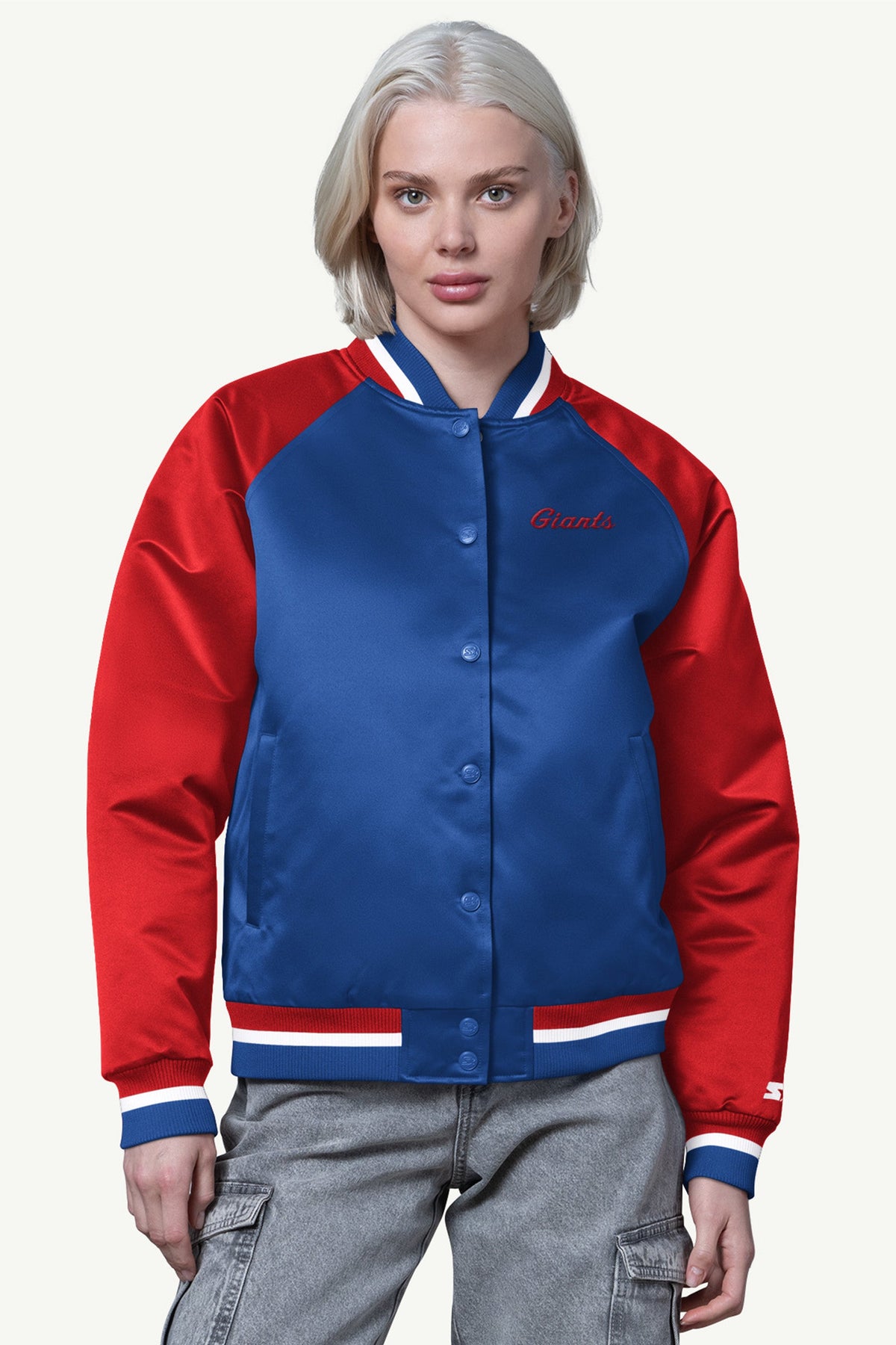 WOMENS NEW YORK GIANTS FINAL SCORE SATIN VARSITY JACKET - Starter