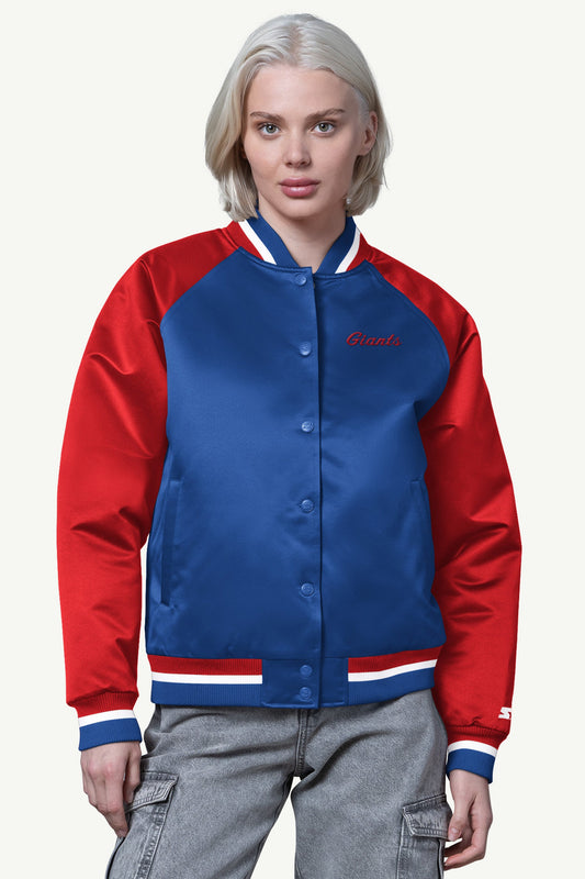 WOMENS NEW YORK GIANTS FINAL SCORE SATIN VARSITY JACKET - Starter