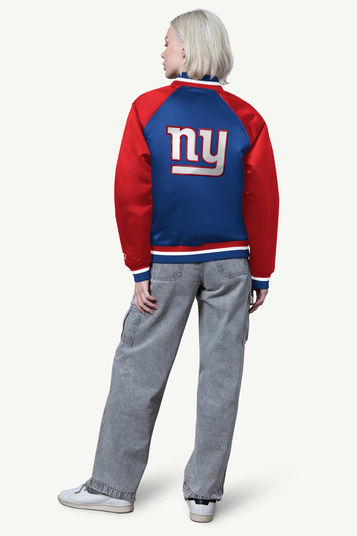 WOMENS NEW YORK GIANTS FINAL SCORE SATIN VARSITY JACKET - Starter