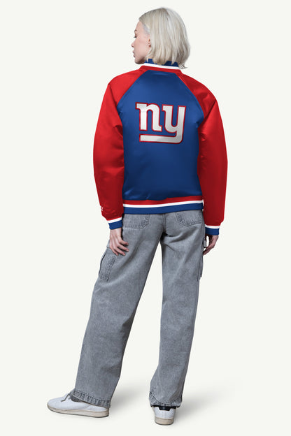 WOMENS NEW YORK GIANTS FINAL SCORE SATIN VARSITY JACKET - Starter