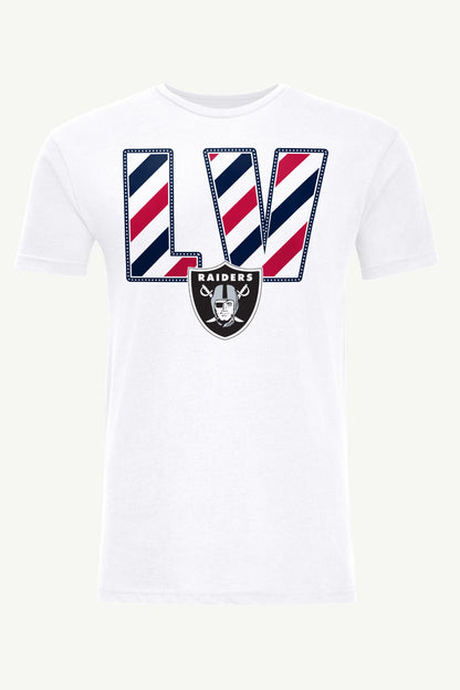 MENS LAS VEGAS RAIDERS STARS AND STRIPES T SHIRT - White