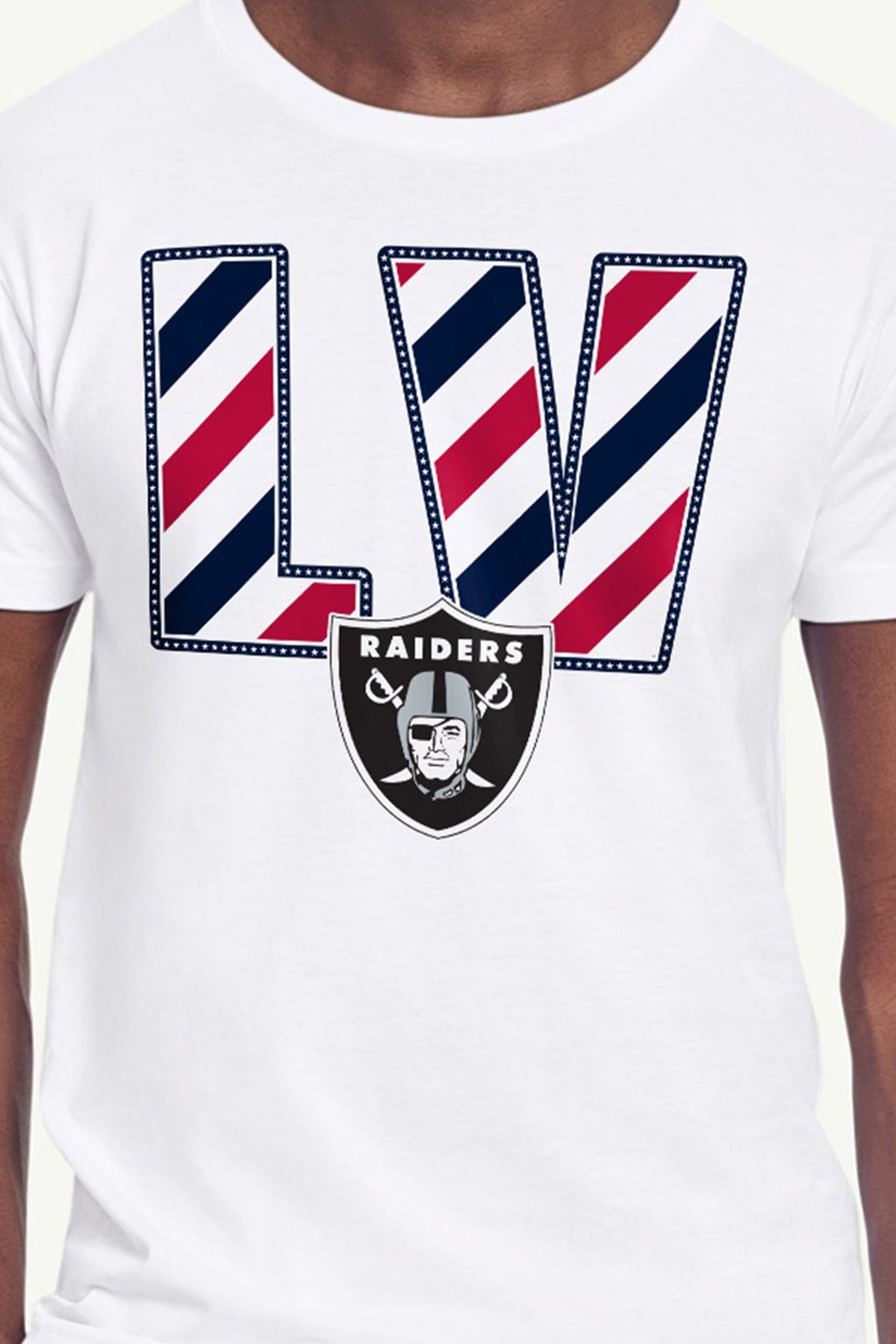 MENS LAS VEGAS RAIDERS STARS AND STRIPES T SHIRT - White