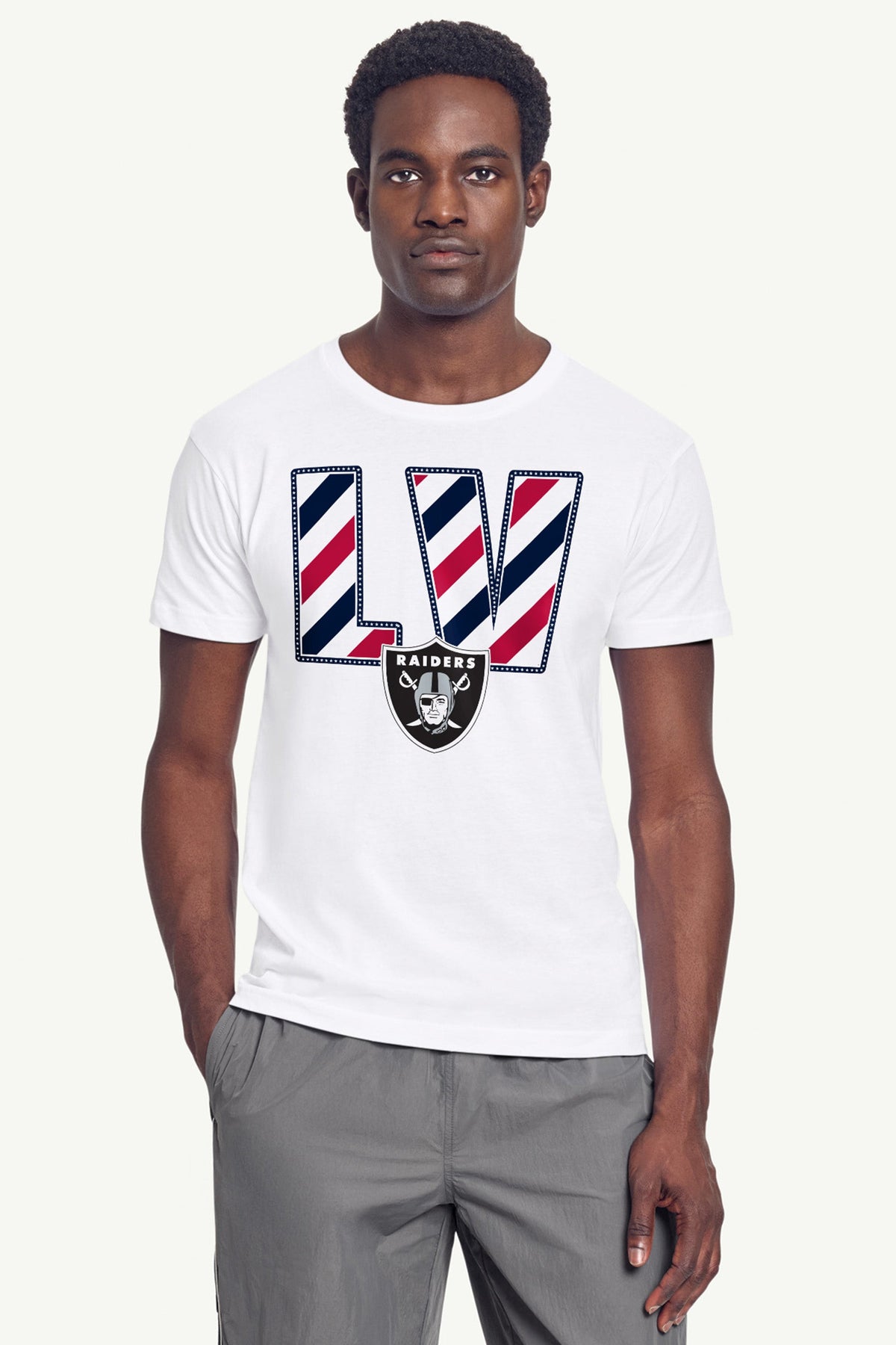 MENS LAS VEGAS RAIDERS STARS AND STRIPES T SHIRT - White