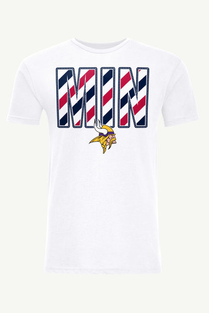 MENS MINNESOTA VIKINGS STARS AND STRIPES T SHIRT - White