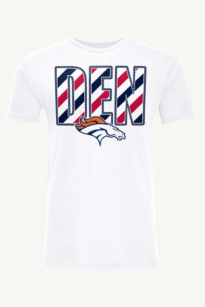MENS DENVER BRONCOS STARS AND STRIPES T SHIRT - White