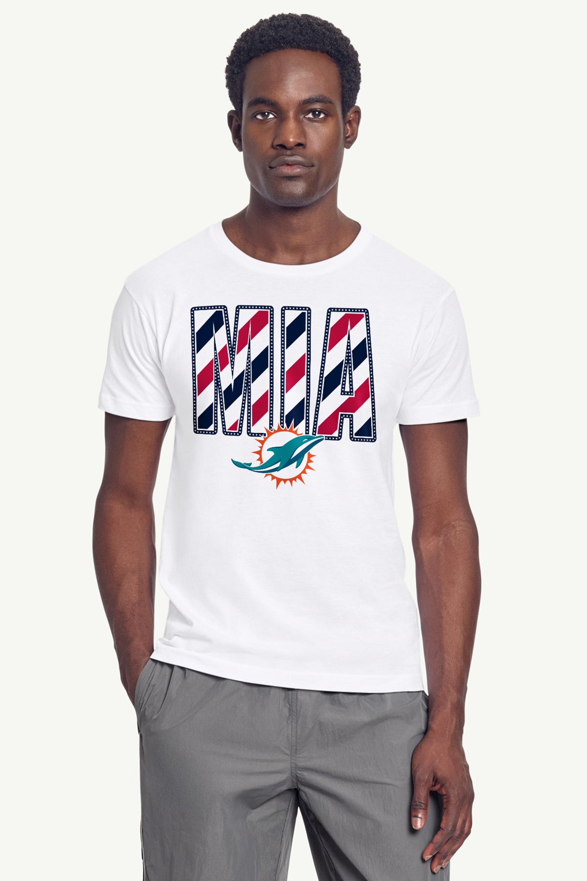 MENS MIAMI DOLHPINS STARS AND STRIPES T SHIRT - White