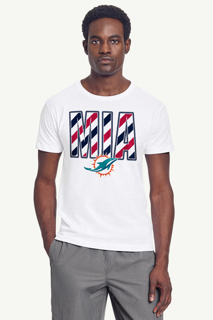MENS MIAMI DOLHPINS STARS AND STRIPES T SHIRT - White