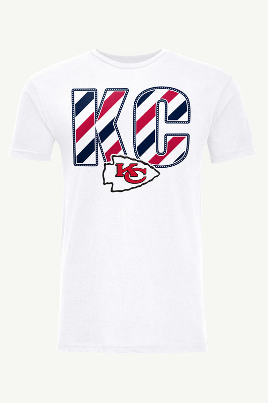 MENS KANSAS CITY CHIEFS STARS AND STRIPES T SHIRT - White