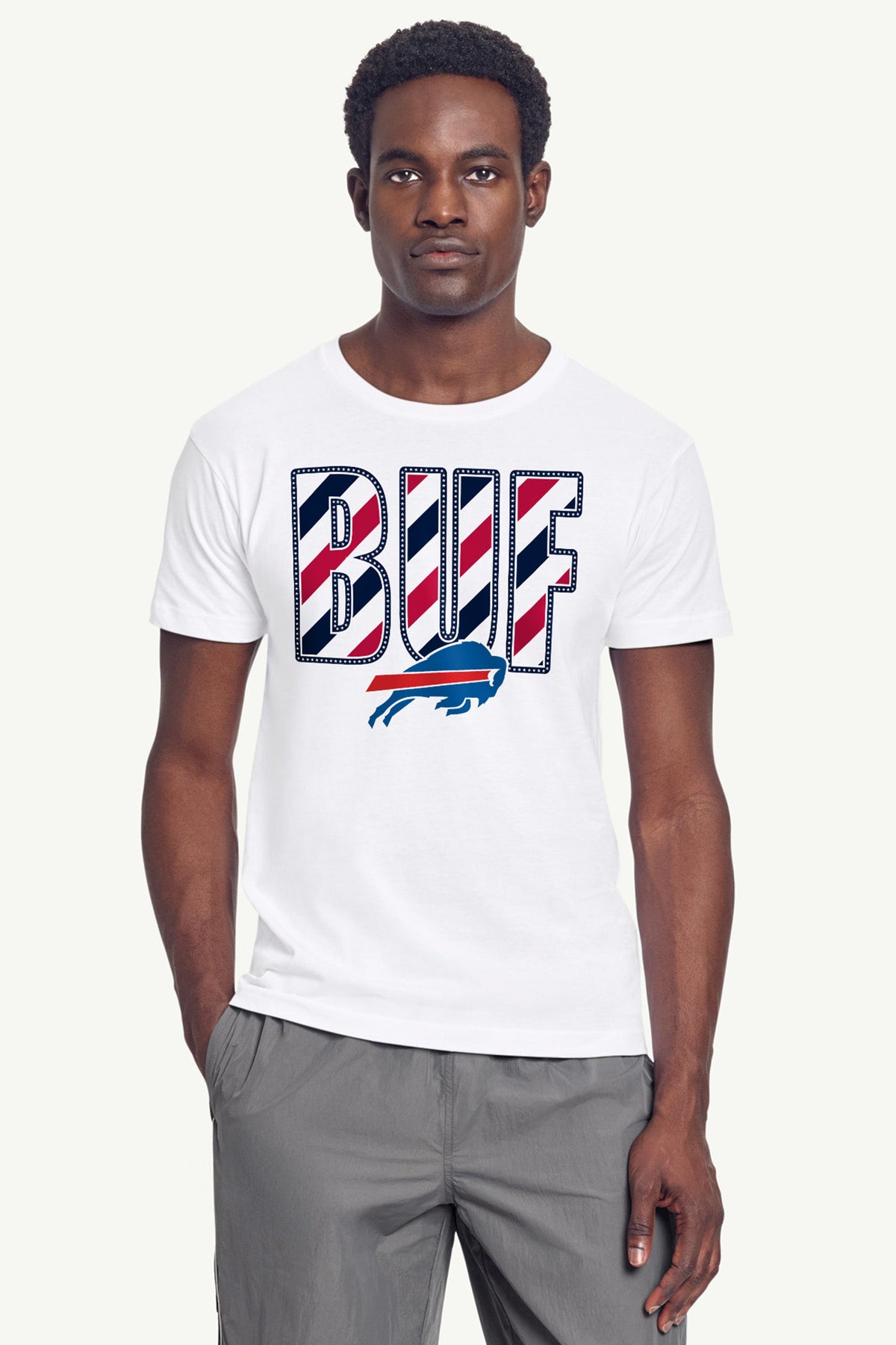 MENS BUFFALO BILLS STARS AND STRIPES T SHIRT - White
