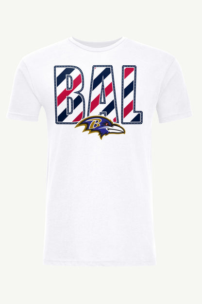 MENS BALTIMORE RAVENS STARS AND STRIPES T SHIRT - White