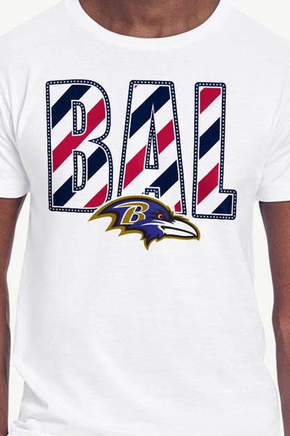 MENS BALTIMORE RAVENS STARS AND STRIPES T SHIRT - White
