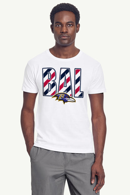MENS BALTIMORE RAVENS STARS AND STRIPES T SHIRT - White