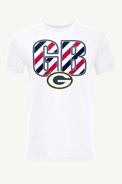 MENS GREEN BAY PACKERS STARS AND STRIPES T SHIRT - White