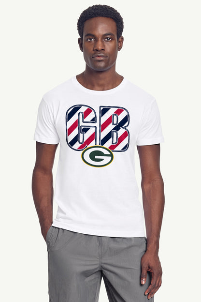 MENS GREEN BAY PACKERS STARS AND STRIPES T SHIRT - White