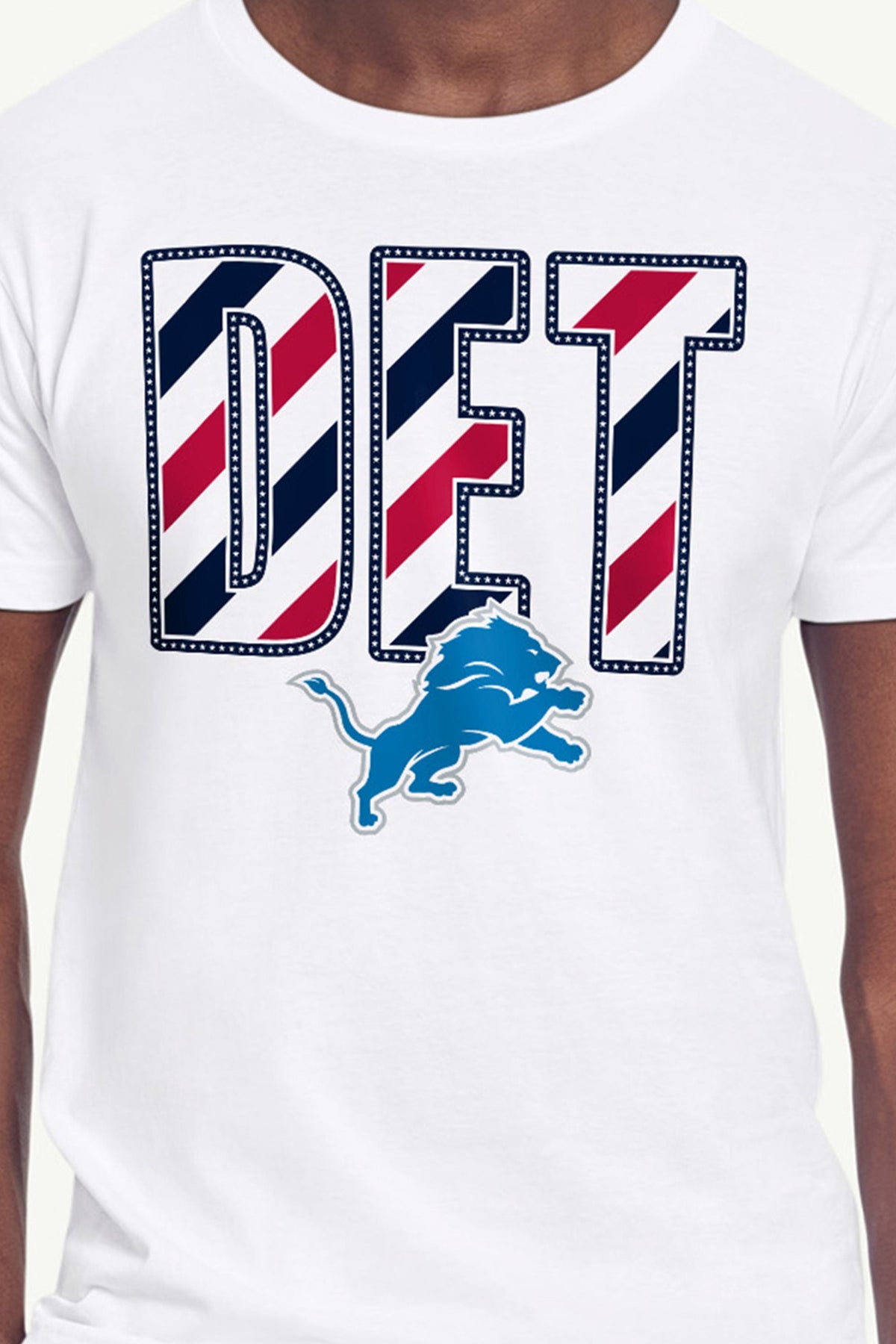 MENS DETROIT LIONS STARS AND STRIPES T SHIRT - White