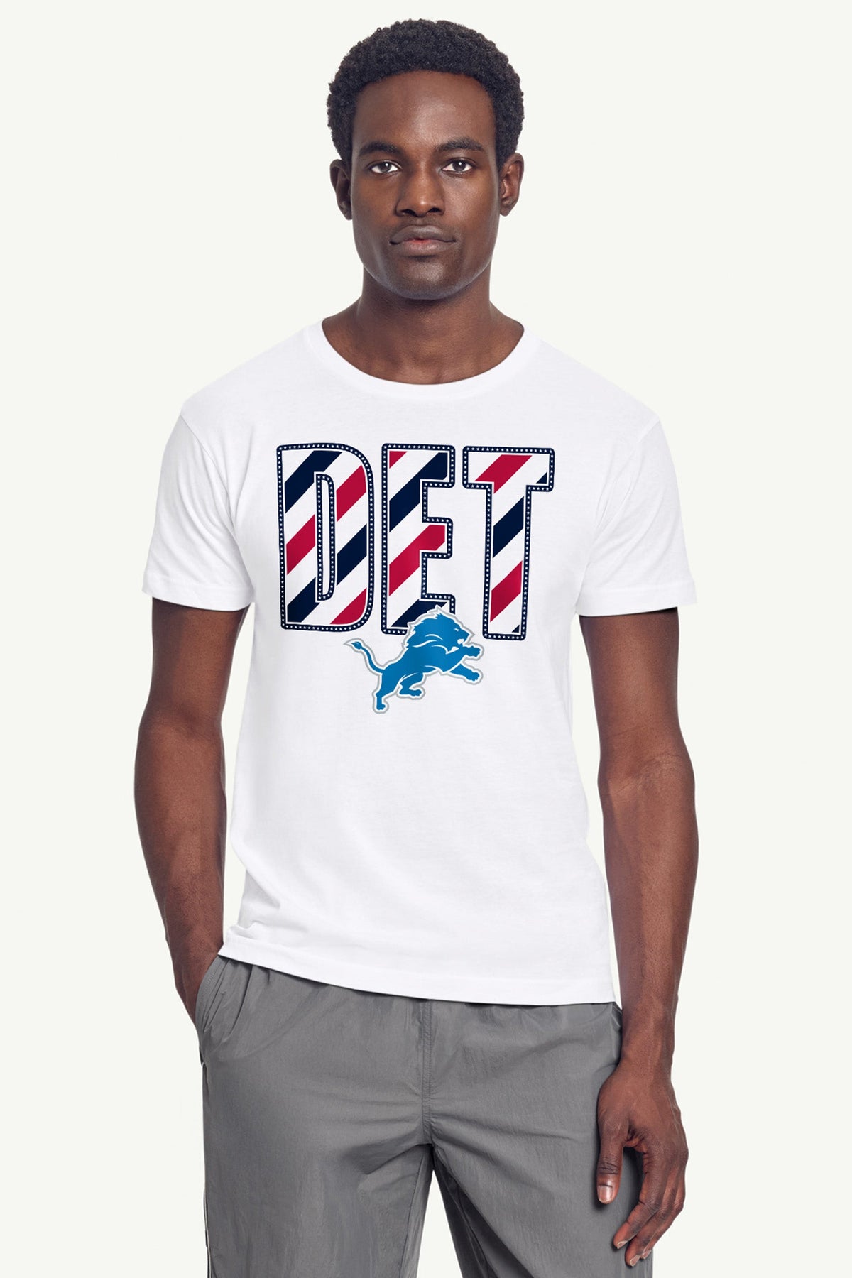 MENS DETROIT LIONS STARS AND STRIPES T SHIRT - White
