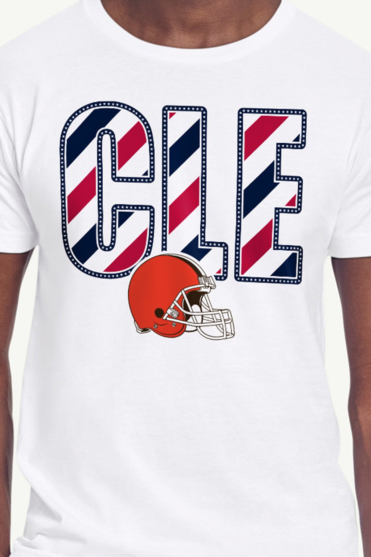 MENS CLEVELAND BROWNS STARS AND STRIPES T SHIRT - White