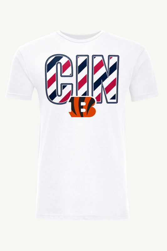MENS CINCINNATI BENGALS STARS AND STRIPES T SHIRT - White