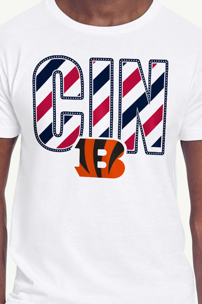 MENS CINCINNATI BENGALS STARS AND STRIPES T SHIRT - White