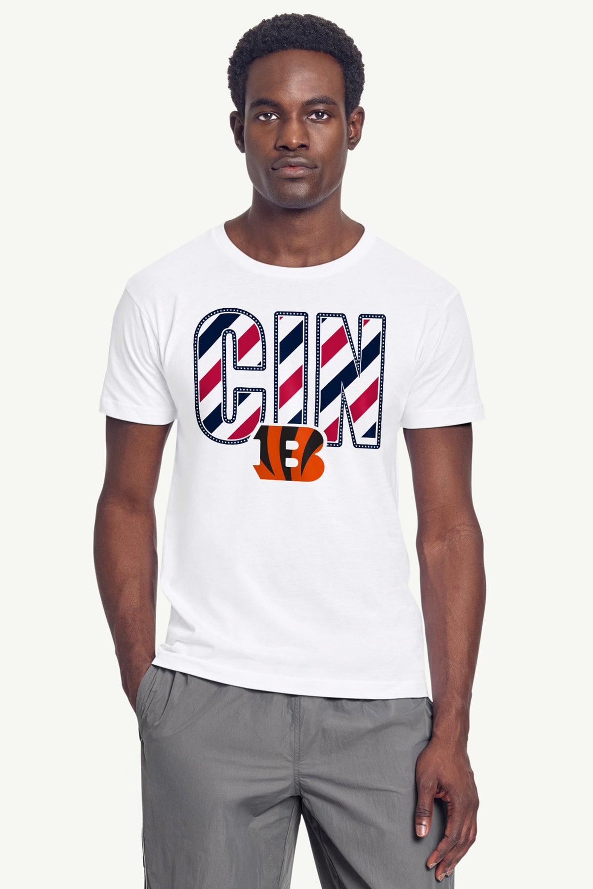 MENS CINCINNATI BENGALS STARS AND STRIPES T SHIRT - White