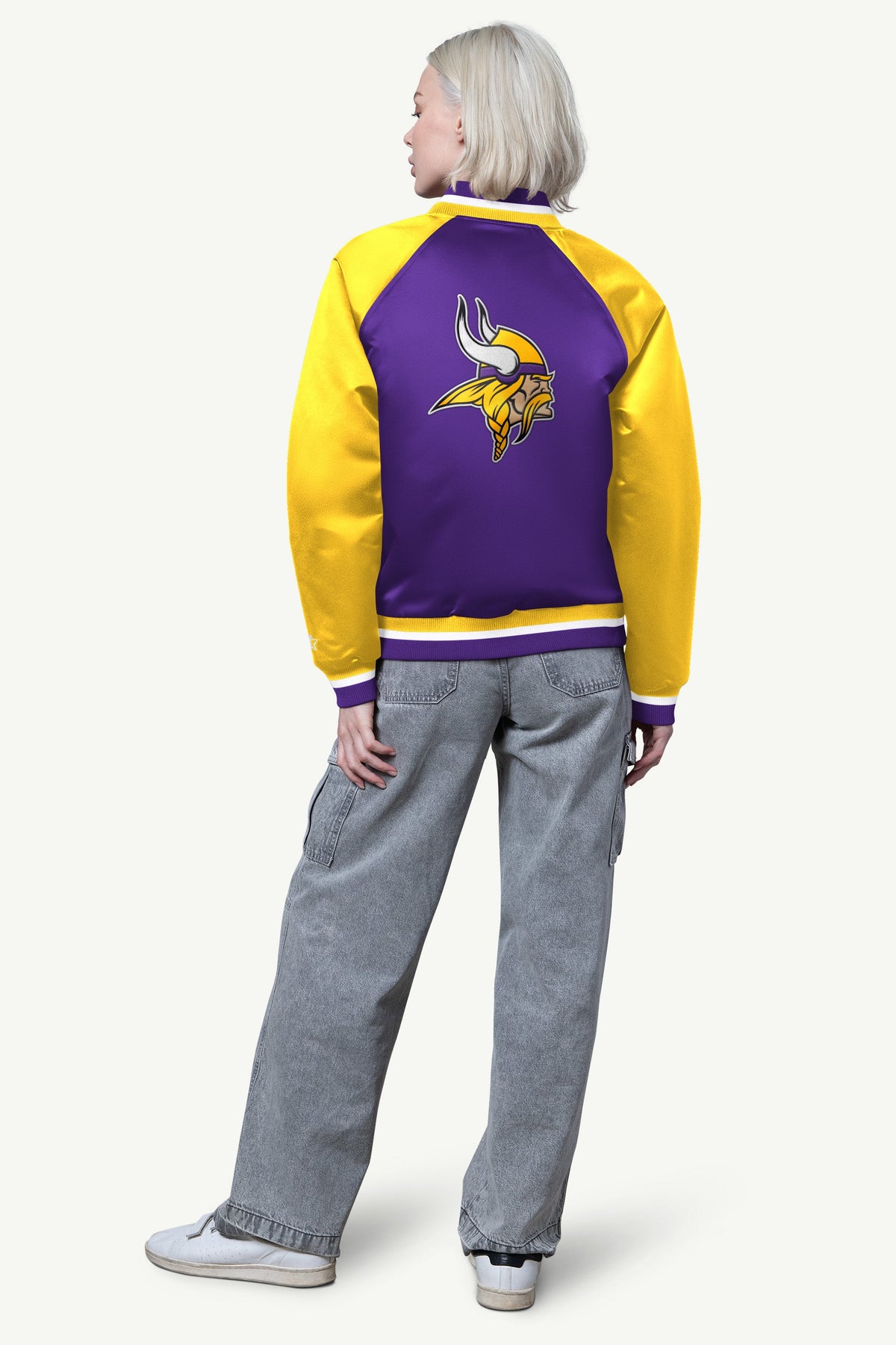 WOMENS MINNESOTA VIKINGS FINAL SCORE SATIN VARSITY JACKET - Starter