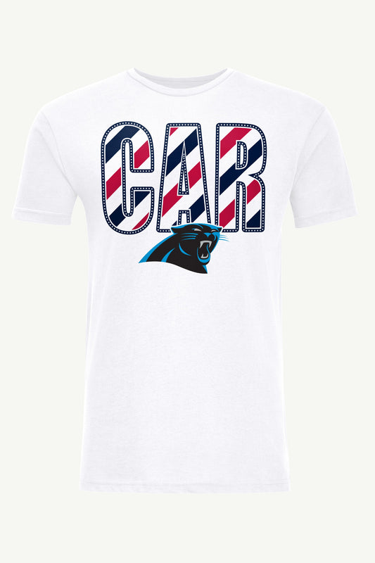 MENS CAROLINA PANTHERS STARS AND STRIPES T SHIRT - White