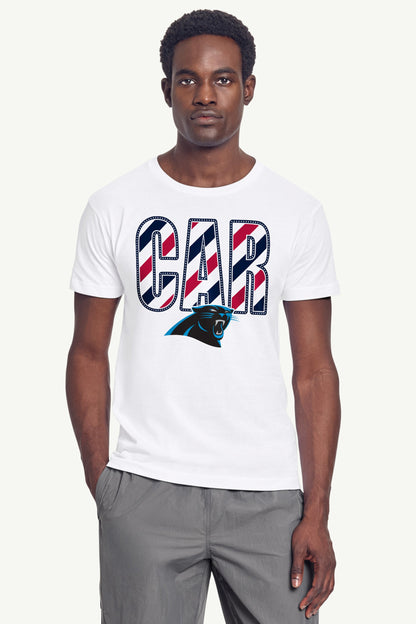 MENS CAROLINA PANTHERS STARS AND STRIPES T SHIRT - White