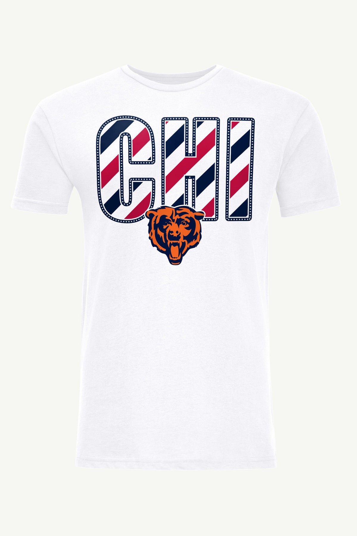 MENS CHICAGO BEARS STARS AND STRIPES T SHIRT - White
