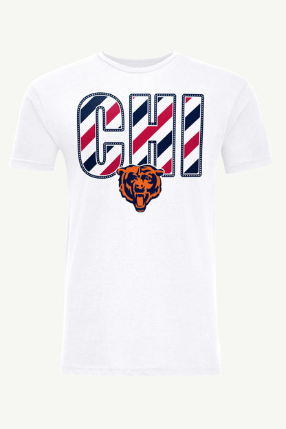 MENS CHICAGO BEARS STARS AND STRIPES T SHIRT - White