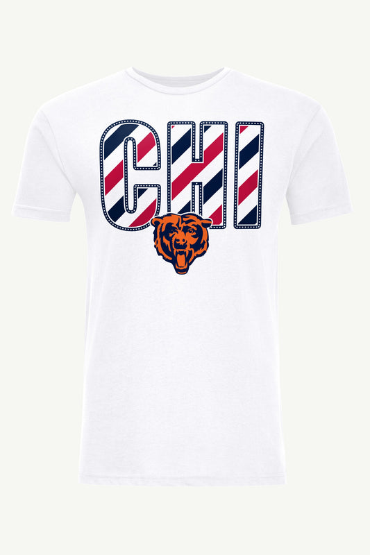 MENS CHICAGO BEARS STARS AND STRIPES T SHIRT - White