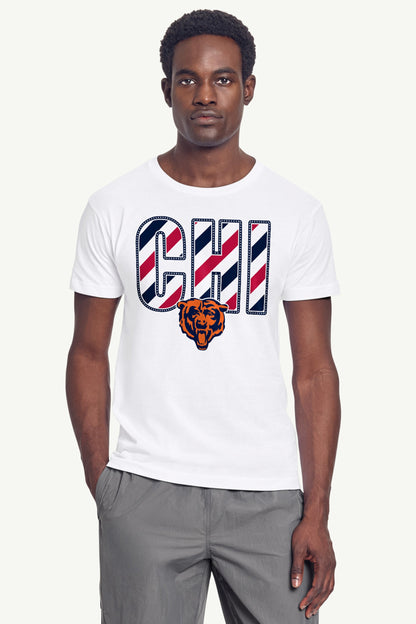 MENS CHICAGO BEARS STARS AND STRIPES T SHIRT - White