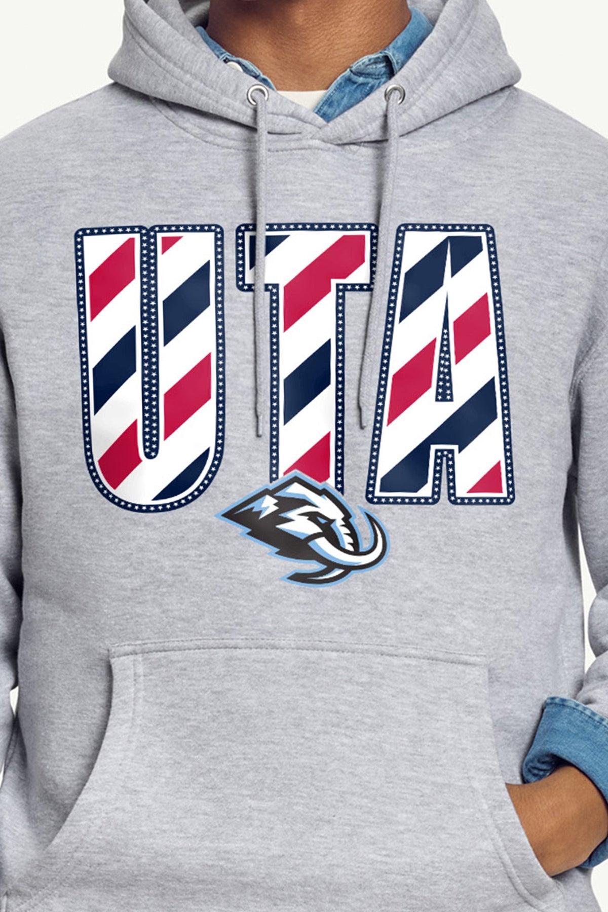 MENS UTAH MAMMOTH STARS AND STRIPES HOODIE - Grey